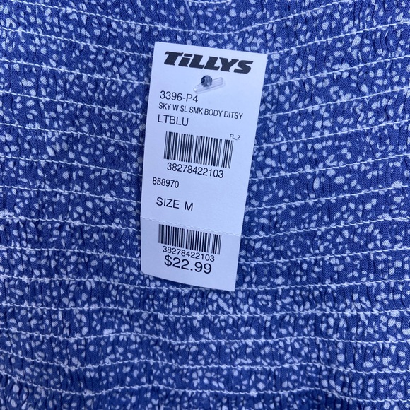 Blue Floral Spaghetti Strap Top - Picture 6 of 7